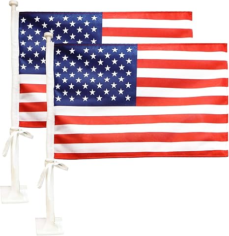 Amazon Co Jp Anleyカーフラグ 旗竿マウントとアメリカ国旗 17 X 11 プレミアム両面usaフラグ 19 旗竿 ほとんどの車両の窓用固定窓クリップマウント ホーム キッチン