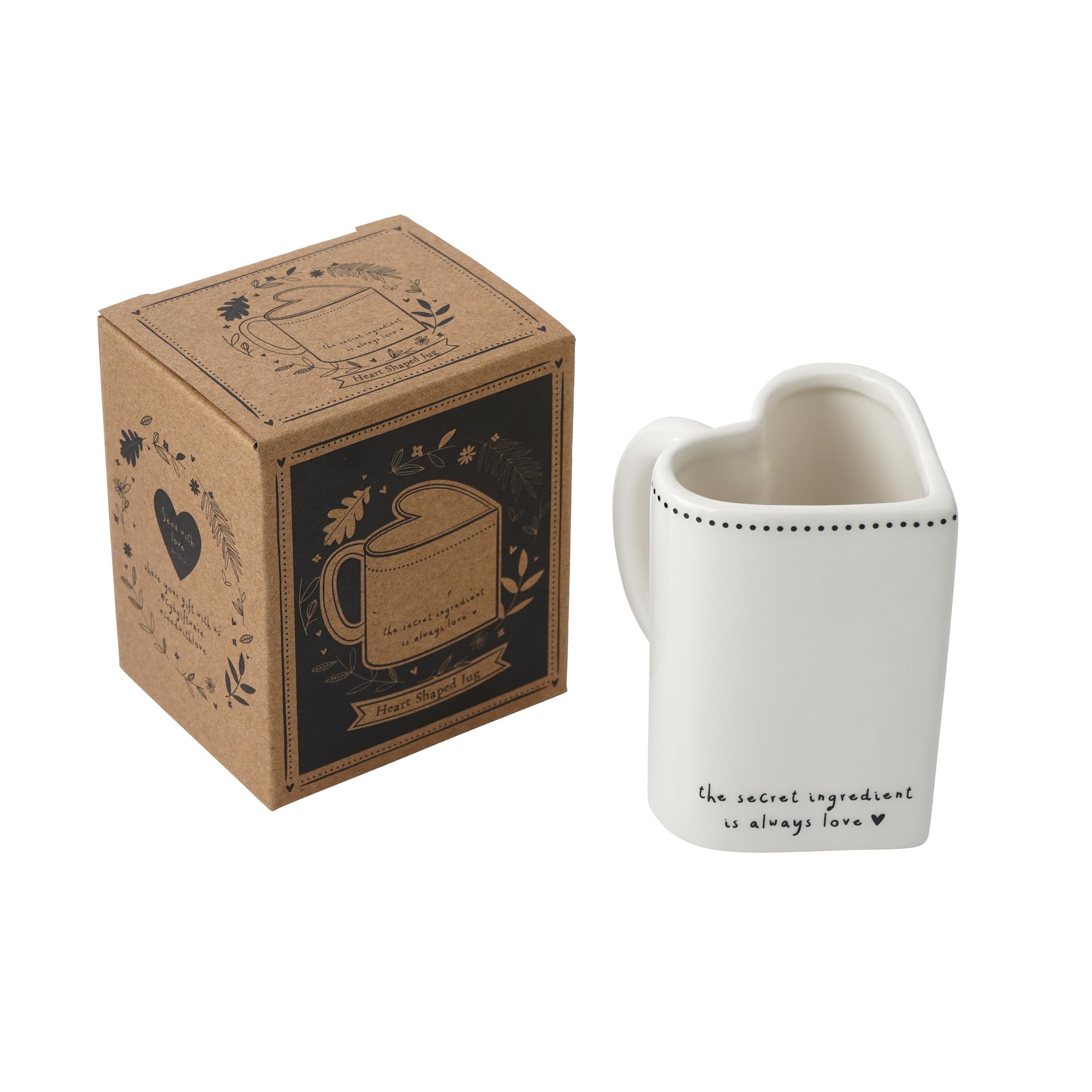 CGB Giftware | Send with Love Heart Shaped Jug in Gift Box | Ceramic Jug | Homeware | New Home | Sentiment Jug | GB07465