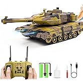 Hitish RC Tank Car That Shoots for Kids Adults, 2.4G Remote Control Army Tank Toys with Auto Demo Sound Light Smoke, 13 Chann