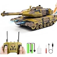 Hitish RC Tank Car That Shoots for Kids Adults, 2.4G Remote Control Army Tank Toys with Auto Demo Sound Light Smoke, 13 Chann