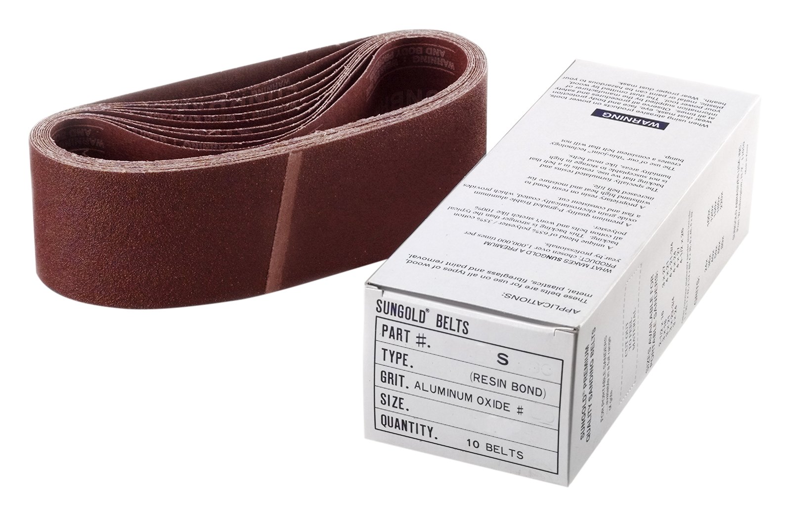Sungold Abrasives 64877 Aluminum Oxide X-Weight Cloth 400 Grit Portable Sanding Belts (8/Box), 4"X24"