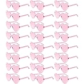 Morcheiong 24 Pack Heart Shaped Sunglasses Frameless Glasses Women Bachelorette Girl Birthday Party Favor Transparent Eyewear