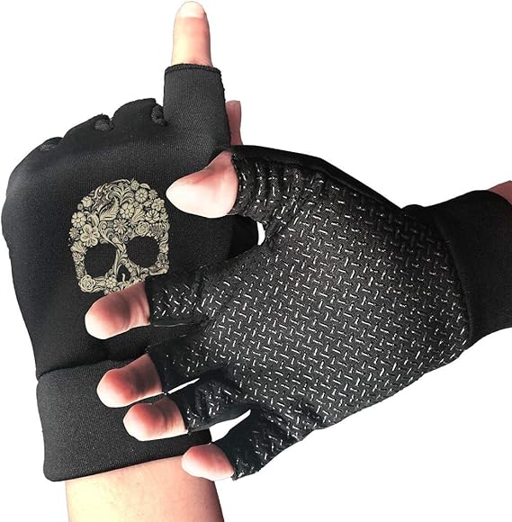 Oimsa Skull Made in Skull Gym Half Finger Gloves for Anti