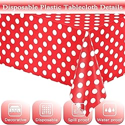 WNINK 6 Pack Red and White Polka Dot Tablecloths