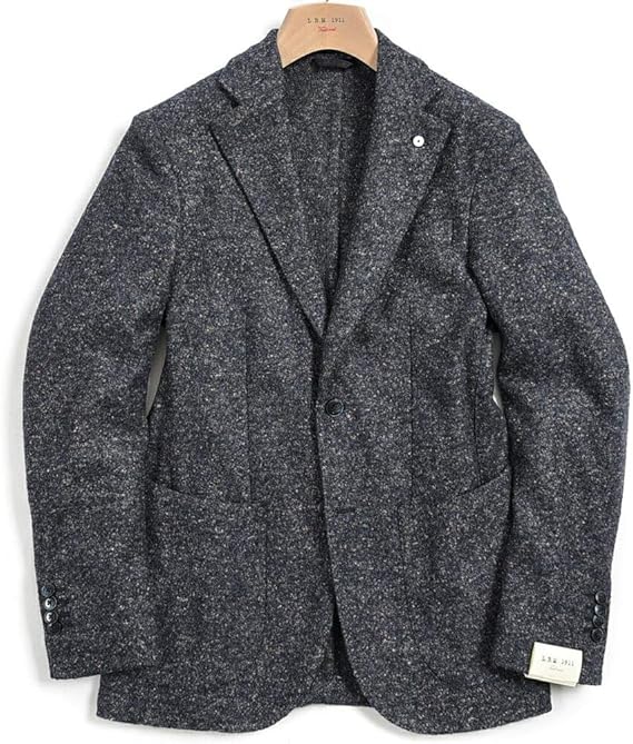 Amazon エルビーエム 1911 Dandy Jacket テーラード ジャケット 2bシングル ノッチドラペル メンズ 秋冬 メランジ ウール ダーク ブルー イタリア ブランド イタリア製 並行輸入品 コート ジャケット 通販