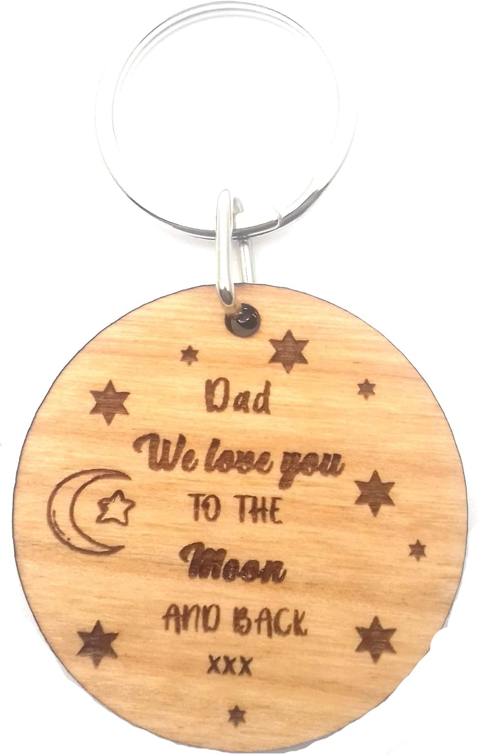 Chris Bag Of Goodies Wooden Keyring Key Ring Dad We Love You to The Moon and Back, Brown