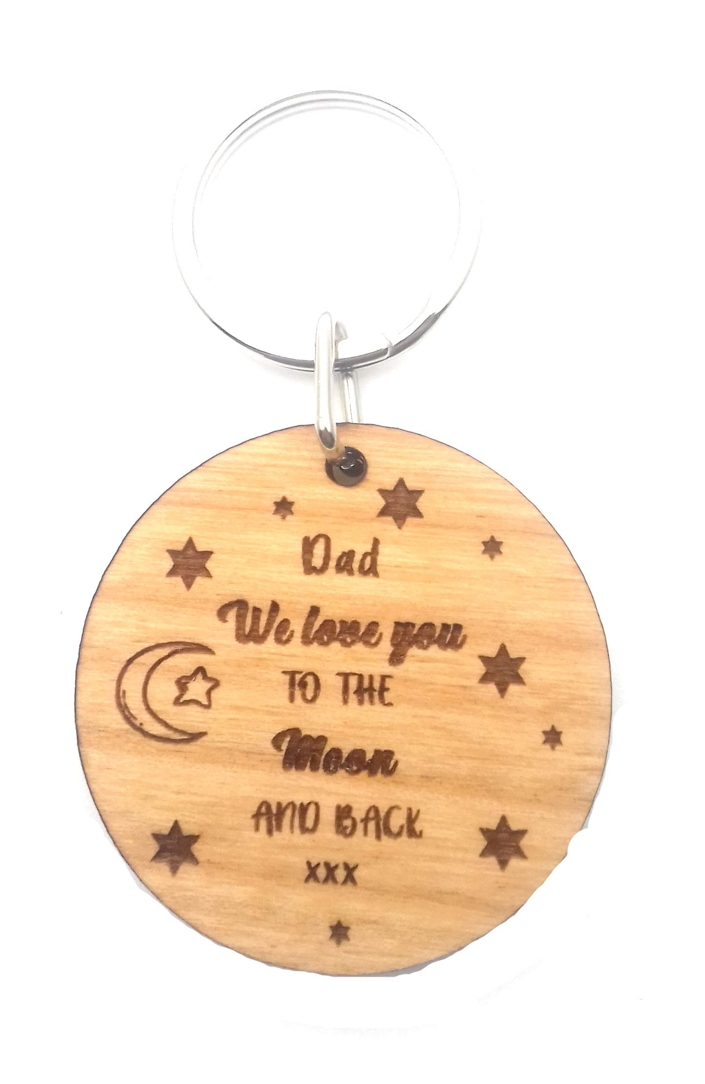 Chris Bag Of Goodies Wooden Keyring Key Ring Dad We Love You to The Moon and Back