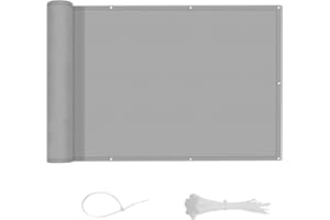 LOVE STORY 3 x10 Gray Waterproof Balcony Privacy Screen Cover - Opaque Fence Covering Privacy, 100% Polyester Fabric, UV Protection Shield for Apartment Railing,Outdoor Patio, Deck, Porch