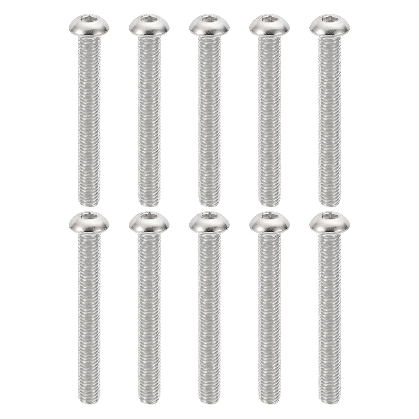 PATIKIL M8-1.2x60mm Button Head Socket Cap Screws, 10 Pcs 304 Stainless Steel 18-8 Hex Socket Cap Screw Bolts Allen Hex Drive Full Machine Thread