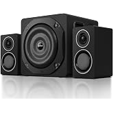 2.1 Computer Speakers with Subwoofer, 100W RMS, Bluetooth 5.3, Black | A 6.5-inch subwoofer, wood cabinets and silk dome tweeters. AUX/RCA, optical and coaxial inputs for PCs, TVs and turntables.