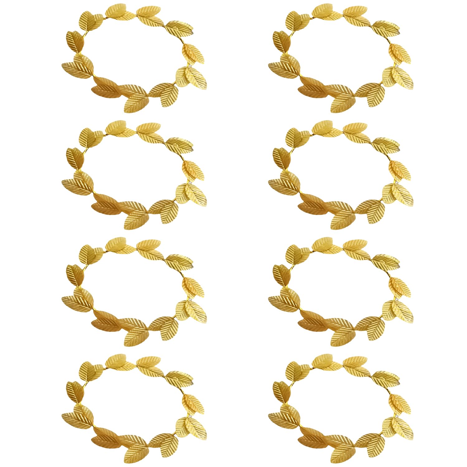 BORFUE 8Pcs Gold Leaf Headbands Laurel Wreath Crown Gold Leaf Head Ring for Women Men Headdress Accessories