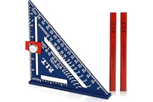 P.I.T. 7" Carpenter's Triangle Square with Paddles, High-Grade Aluminum Alloy Rafter Square,Triangle Ruler Protractor for Woodworking and Carpentry Measuring Layout Tool(Blue)