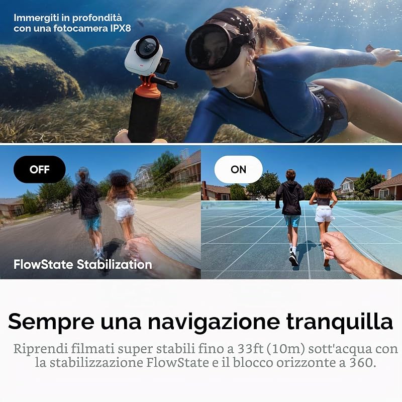 GO Ultra Nero- Mini action cam 4K, vlog camera, fotocamera POV a mani libere, sensore 1/1,28″, pockect cam 53 g, FOV 156°, autonomia 200 min, indossabile (Ricondizionato)