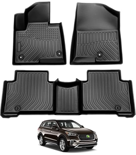 Floor Mats Liner Fits Hyundai Santa Fe (2013-2018) 4D Waterproof Black 4pcs