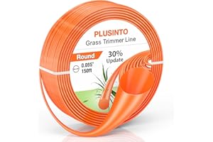 PLUSINTO String Trimmer Line .095", 150 Feet Weed Eater String, Round Trimmer Line for Universal Replacement, Orange Premium Nylon String Trimmer Line for Medium& Heavy Grass&Weeds (2.4mm, 45m)