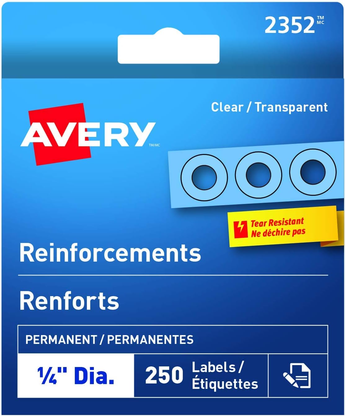 Avery Hole Reinforcements Dispenser, Clear, 250/Pack (2352) Amazon.ca