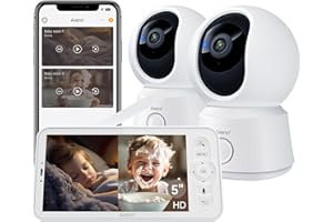 Arenti Baby Monitor 2 Cameras, Smart Baby Camera with 5-Inch Wireless Display, Super Night Vision, Temperature Sensor, Sound 