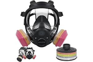 Zekkip Full Face Gas Masks Survival Nuclear and Chemical Organic Vapor Respirator Mask with Filters Advanced 40mm Filtration,60926 Cartridge for Chemical Gases Particulates - Industrial Grade Quality