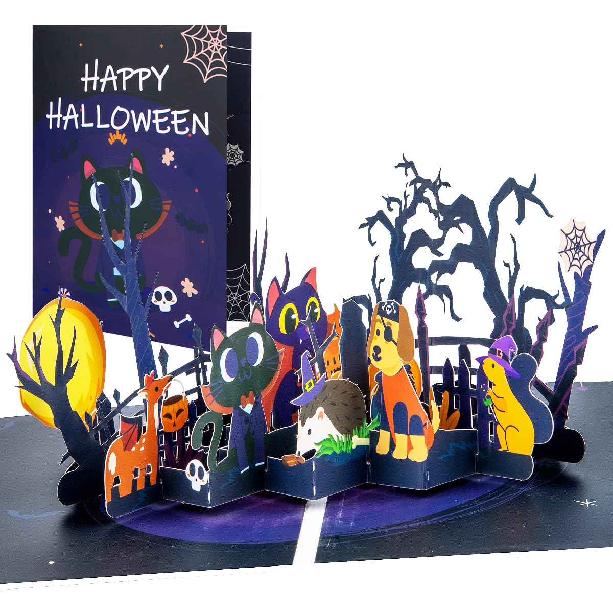 CNLITIHEKA Halloween Pop Up Greeting Card - Funny Animals Themed, Halloween Cards - Spooky Scenes, 3D Halloween Greeting Card - with Envelope.