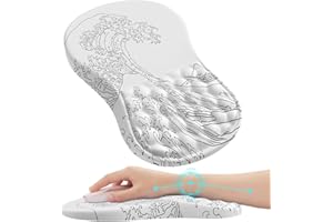 iCasso White Mouse Pad with Wrist Support, Ergonomic Wrist Rest, Comfortable Computer Mouse Pad for Laptop, Memory Foam,Pain Relief Mousepad with Non-Slip Base for Office Home