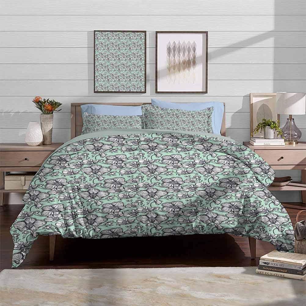 Duvet Cover Set Floral Machine Washable Hotel Bedding Silky Soft Wild Orchids Exotic