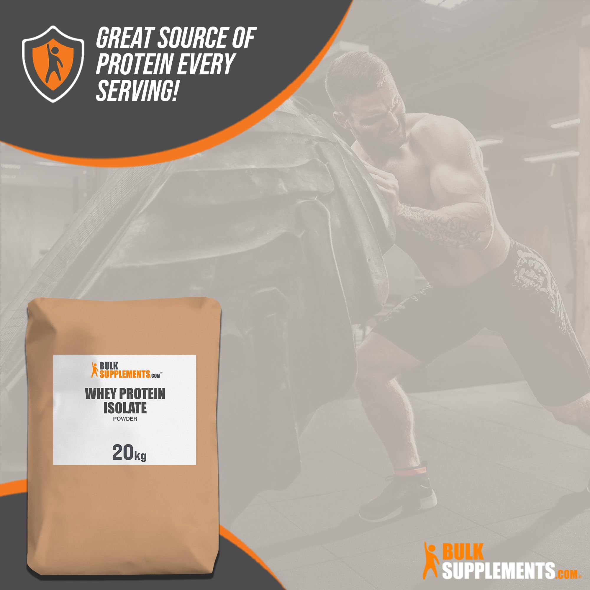 BulkSupplements.com Whey Protein Isolate Powder - Whey Protein Powder, Unsweeteneed, Unflavored & Gluten Free - 30g per Serving, 20kg (44 lbs) (Pack of 1)