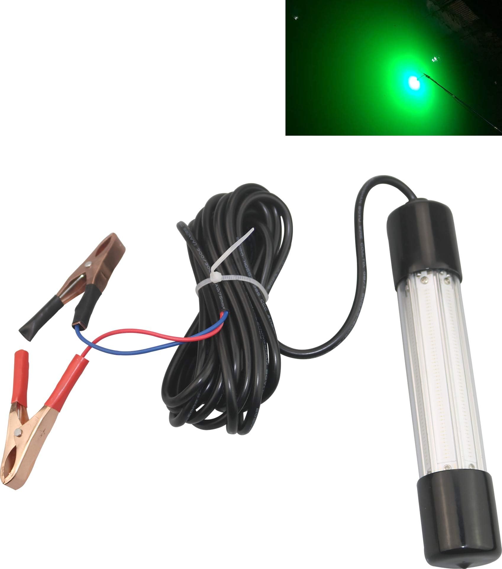 Lightingsky 12V 60W 6500 Lumens Led Submersible Fishing Light, Deep Drop Underwater Fish Finder Lamp with 5.47yd Cord for Boat Fishing