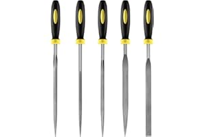 5 pcs Metal Needle File Set,Premium Small File Set, Hardened Alloy Strength Steel File Tools Includes Round, Half-Round, Flat, Square, Triangular File for Detail and Precise Work,by XEKIGU