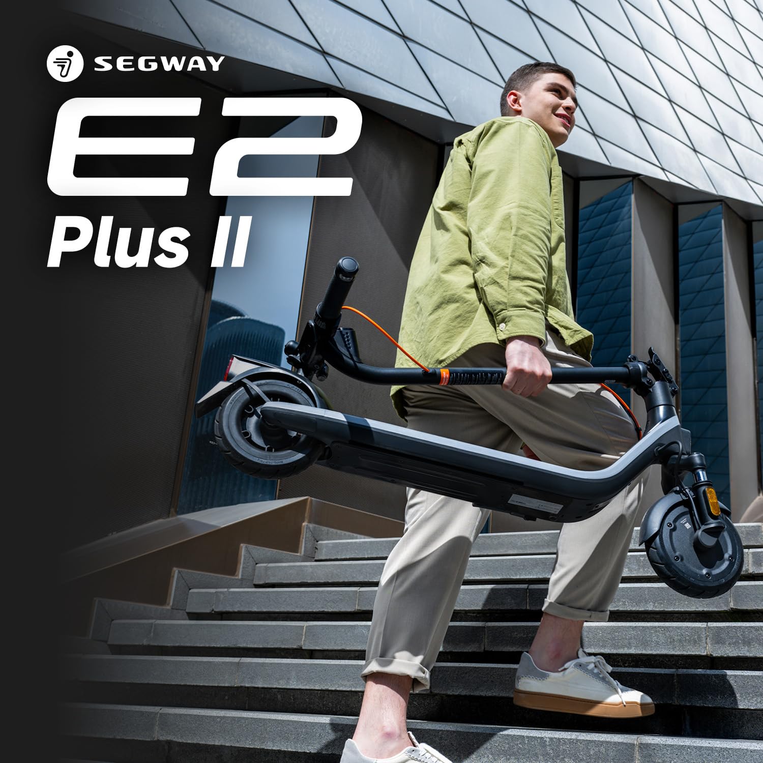 Segway Ninebot E2 Plus II/E2 Pro/E3 Pro Electric Scooter, 15.5–20 MPH, Long Range, Dual Elastomer Suspension (E3 Pro only), Foldable Adult Scooter, UL 2272 & 2271 Certified