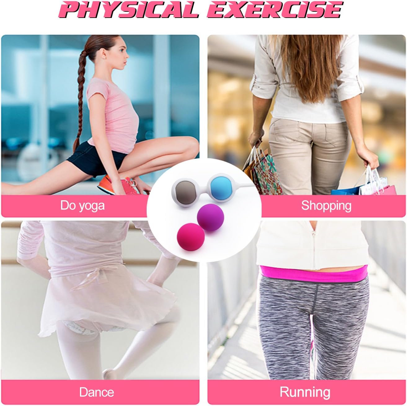 Adorime Kegel Exercise Weights - Ben Wa Kegel Balls Weighted Exercise Kit for Beginner - Doctor Recommended Tightening Training System for Women, Bladder Control & Pelvic Floor Exercises (4-Piece Set): Health & Personal Care