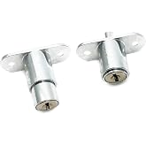 XMHF Push Plunger Lock, 19mm Cylinder Zinc Alloy Chrome Finish, 2Pcs, Keyed Different