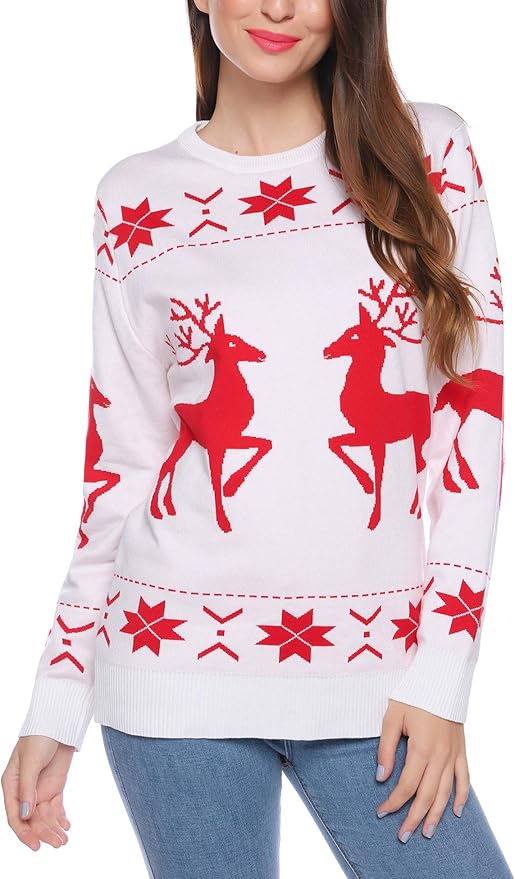 Pull De Noël Femme – Sweat Col Rond Multicolore, Moche Et Drôle, Grande Taille | Parfait Pour Les Fêtes