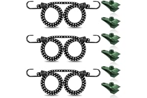 Vashly Bungee Cords with Hooks 40 Inch Bungee Cords 3 PCS with Tarp Clips 6 PCS, Black Bungee Straps with Double J Hooks for Bikes Tie Downs Camping Cargo Luggage Outdoor