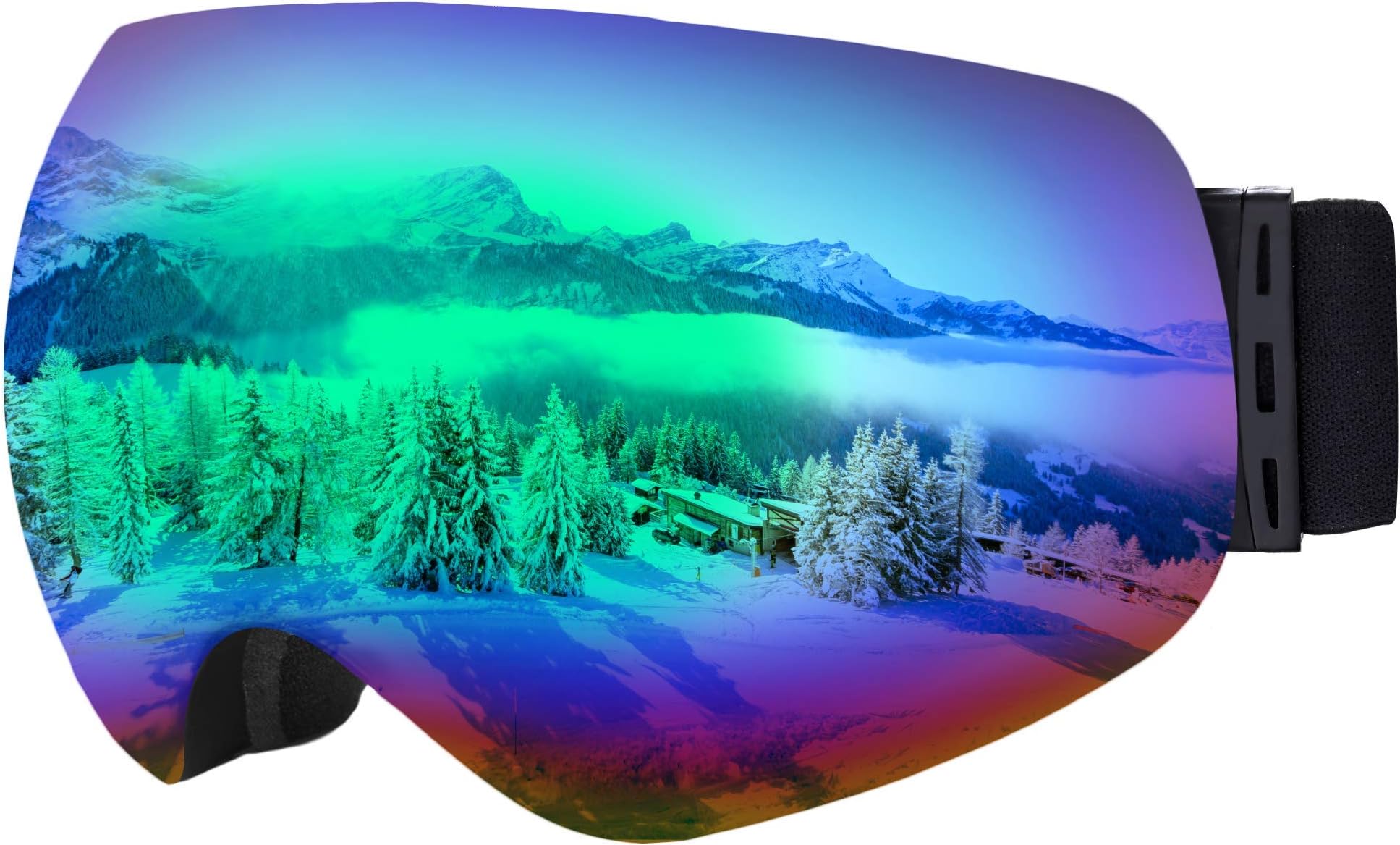 Ski & Snowboard Goggles - OTG Snow Glasses for Skiing, Snowboarding & Outdoor Winter Sports - Snowmobile Gear with Anti-Fog Frameless Dual-Layer Lens & UV400 Protection - Fits Men, Women & Youth