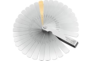 HOAOH 32 Pieces Feeler Gauges Stainless Steel Dual Marked Imperial and Metric Feeler Gauge Set (0.04-0.88mm) (0.0015-0.035 inch)