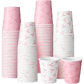 Qinyoung 100 Pcs Coquette Bow Paper Cups, 9oz Pink Disposable | Cute Bowknot Aesthetic Drinking Cups, Party Decor for Wedding Baby Shower Bridal Bachelorette Birthday Christmas Supplies