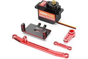 COOWOO RC Servo, Steering Servo with Servo Mount and Servo Horn Upgrade Parts for 1/24 SCX24 RC Crawler Cars Complete Upgrades (Package A)