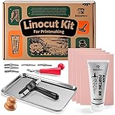 Linoleum Blocks for Printmaking, Stamp Carving Linocut Kit, Linocut Tools Block Screen Printing Kit with Cutters Carving Tool