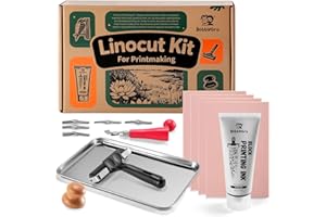 BOBBLEBRO Linocut Kit for Printmaking - Arts and Crafts for Adults - Christmas DIY Kit Gifts - Hobby Kits Birthday Gift for Adults, Women, Men, Boys, Girls - Stamp Making Kit - Linoleum Blocks Carving Tools