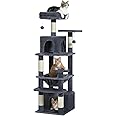 PAWZ Road Cat Tree, 53.5 Inches Tall Cat Tower with Spacious Hammocks, Condos and Scratching Posts, Cat House with Dual Padded Perches for Indoor Large Cats-Dark Gray