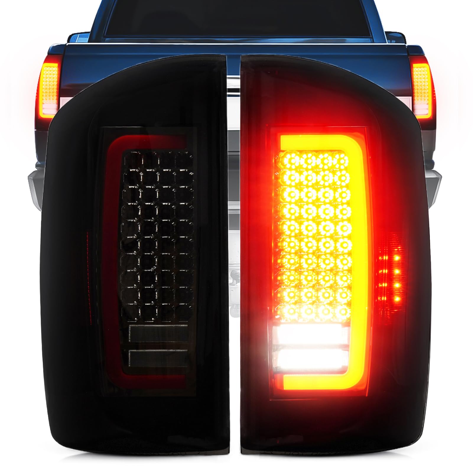 Photo 1 of Bomusou LED Tail Light Fit for Dodge Ram 1500 2007-2008, for Dodge Ram 2500 3500 2007-2009 (Fit Halogen Type, Not Fit Factory LED Models) Taillight Assembly Smoke Lens