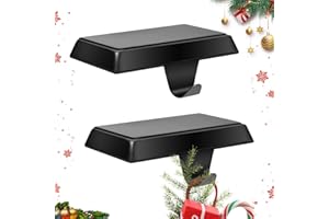 HOMJOY 2 Pack Metal Christmas Stocking Holders for Mantle Heavy Duty Stocking Hangers Stocking Hook Christmas Ornaments for Counter Tables Window Fireplace Mantle Decoration (Black)