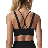 Yvette V-Neck Yoga Bra with Fixed Cups Cross-Back Design Sports Bras Workout Crop Top for Women Black