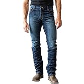 Kimes Ranch Men's Roger Casual Western Cowboy Classic Mid Low Rise Slim Fit & Boot Cut Blue Denim Jeans