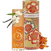 The Sage Lifestyle Amber Roll On, Oil, Blood Orange, Sandalwood, Amber Oil, Vanilla Musk, Perfume for Women, Long Lasting, Gourmand Fragrance, Artisan Parfum, 1/8oz Travel Size, Mini Perfume for Women