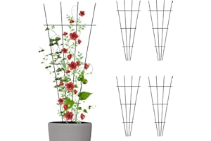 Thealyn 4 Pack 23'' Indoor Plant Trellis for Potted Plants Climbing, Outdoor Metal Garden Trellis Houseplants Flowers Vine Ivy, Black