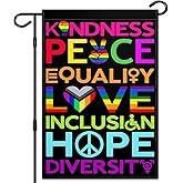 Kindness Peace Equality Love Inclusion Hope Diversity Garden Flags for Outside 12x18 Inch Pride Kindness Garden Flag Vertical Double Sided for Outdoor House Yard Sign Garden Decor