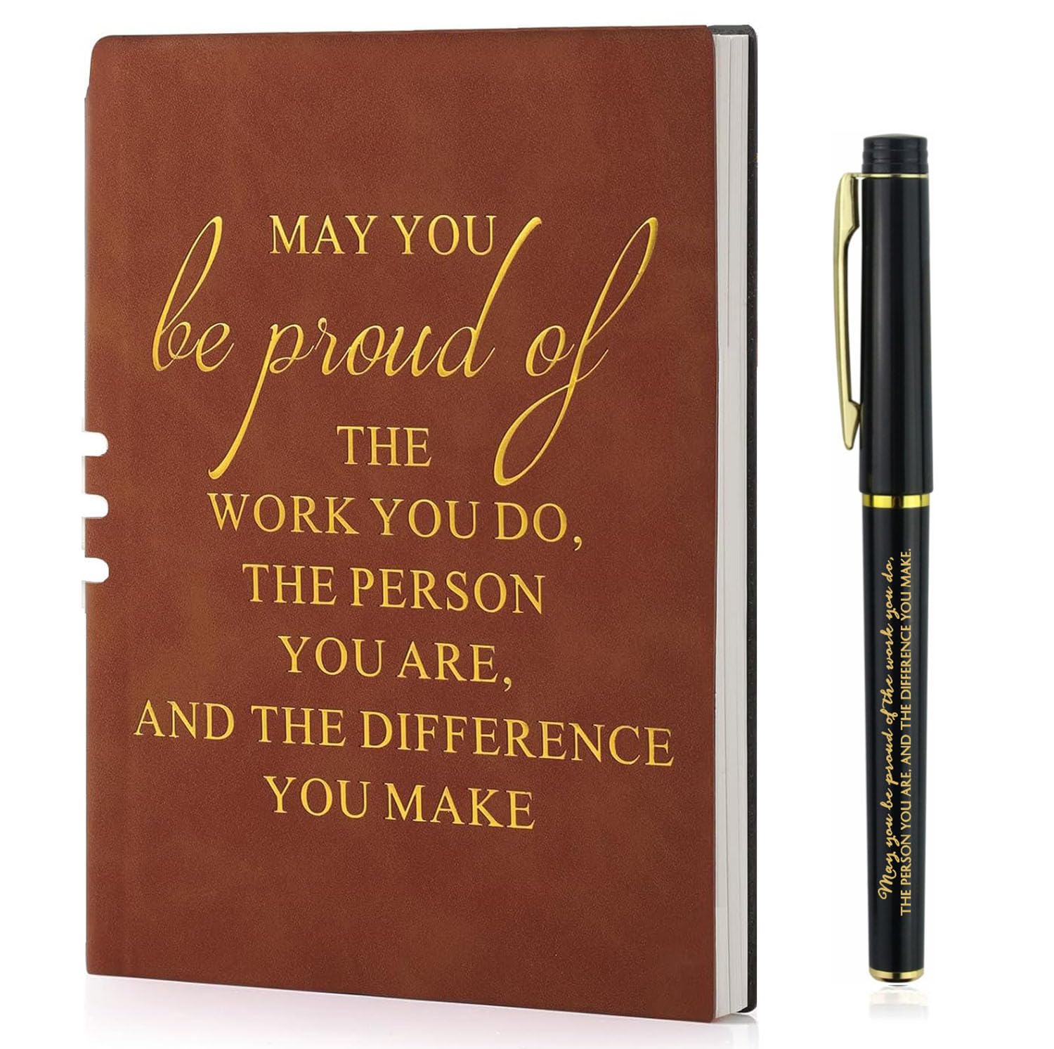 Thank You Gifts For Colleagues Leather Notebook A5,Leaving Gifts For Colleagues Women,Employee Appreciation Teacher Gifts,Team Gifts For Employees Ballpoint Pen Notebook For Coworkers (Brown)