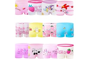 JackLoveBriefs Girls Cotton Underwear with 12 Packs Toddler Boyshort Panties