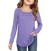 Vivitulip Girl’s Basic Long Sleeve Crew Neck T-Shirts Casual Smocked Cute Tunic Tops